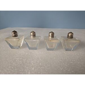 4 German Trapezoid Glass Salt Pepper Shakers  Silver Tops 1944-1949 IRICE
